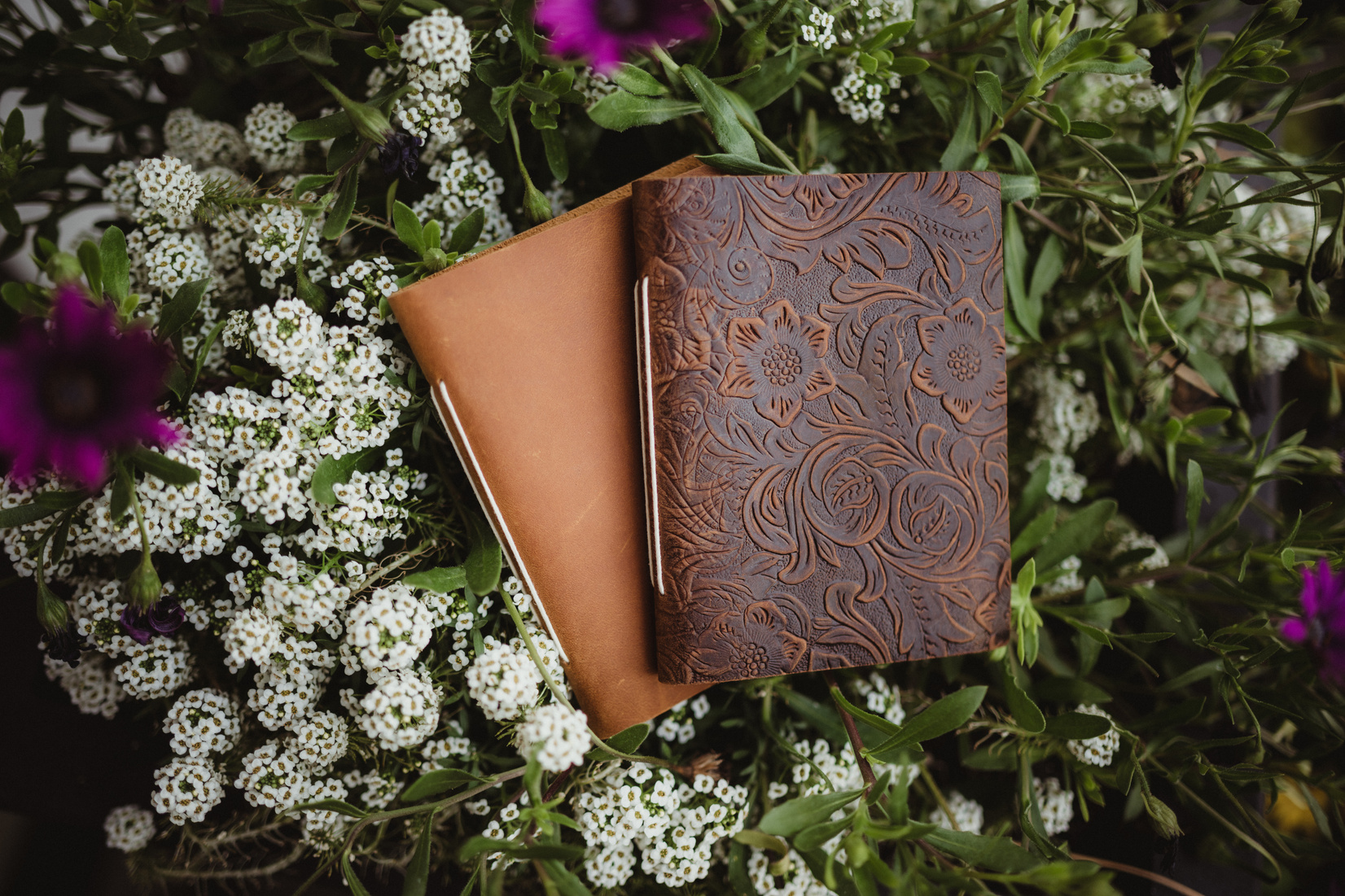 Leather journals outdoors